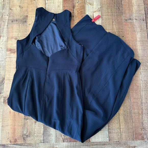 Dessy Collection womens size 16R Crepe Sleeveless Dress With Open Back Midnight - Picture 6 of 7